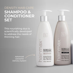 Hairmax Density Conditioner bottle highlights deep hydration for stronger, less tangled hair.