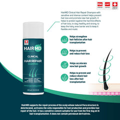 HairMD Transplant Repair Shampoo application scene for gentle scalp nourishment