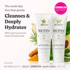 HAIRtamin conditioner bottle front emphasizes paraben- and sulfate-free conditioning for color-treated hair