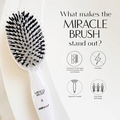 Hairtamin Miracle Brush paddle design enables easy detangling and smooth styling