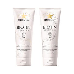HAIRtamin shampoo bottle front highlights volumizing formula for fuller-looking hair