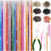 HAITOO Hair Tinsel Kit contents show 20 colors for versatile looks