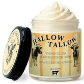 Hallow Naturals Hallow Tallow whipped balm jar demonstrates rich hydration for daily use.