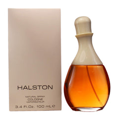 Halston cologne spray bottle for women, elegant packaging, long-wearing fragrance option.