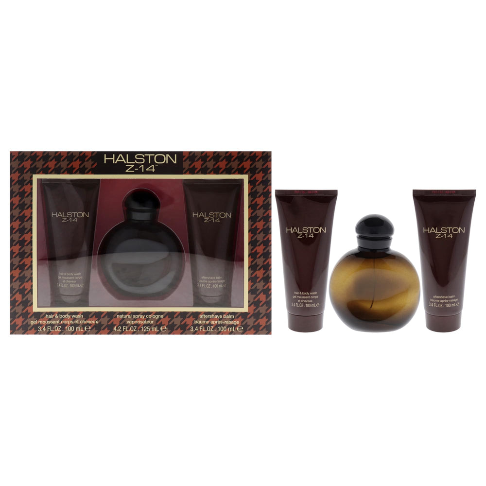 Halston Z-14 EDC spray bottle showcasing leather fragrance for confident daily wear.