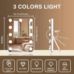 halumao 14.6-inch vanity mirror close-up shows even illumination