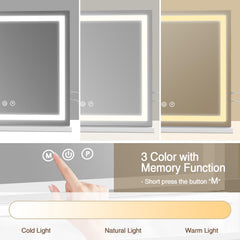 Halumao vanity mirror with three color settings provides accurate tone under varying light.