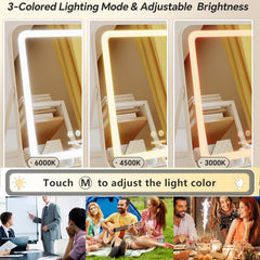 Halumao Vanity Mirror with Lights illuminated-face view supports precise contouring.