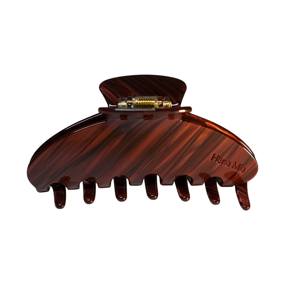 Hana Mia burgundy hair clip with glossy finish for secure, no-slip hold.