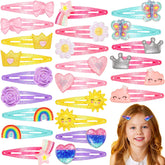 Hanaive Rainbow Unicorn Clips closeup shows glittery metal barrettes for versatile daily styling.
