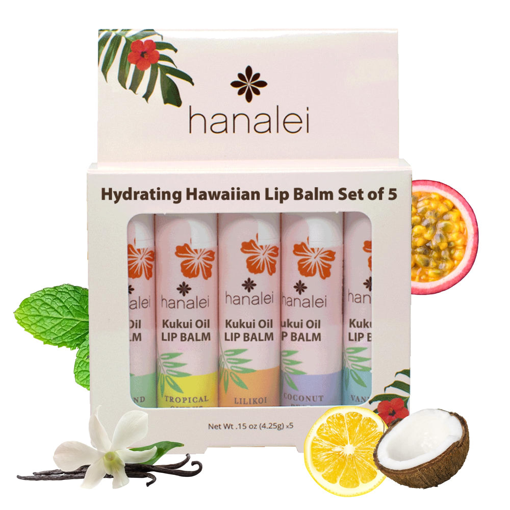 Hanalei Island Mint lip balm tube provides long-lasting moisture for dry lips
