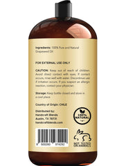 Handcraft Blends grapeseed oil hexane-free label highlights pure formula
