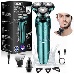 Handsomeface electric razor with 4D floating heads delivers a close, contour-hugging shave.
