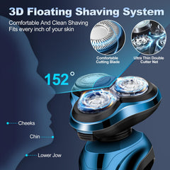 Handsomeface shaver shown for wet/dry use with foam for comfort