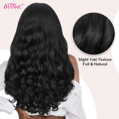 HANNE Yaki Curly V Part Wig curl detail highlights tight spring curls.