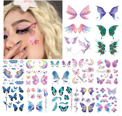 HANSAMU 14-sheets glitter butterfly tattoos pack for versatile party decoration and DIY body art