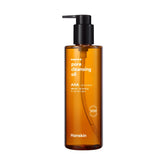 Hanskin AHA Pore Cleansing Oil bottle with pump for easy daily use and makeup removal.