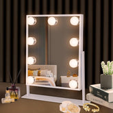Hansong vanity mirror with lights shows 9 LED bulbs for even, natural makeup lighting.