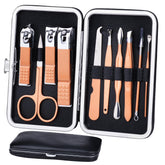 HANTEKAS rose-gold manicure set case showing portability and elegance