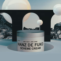 Hanz de Fuko Scheme Cream being rubbed on hands for versatile styling control