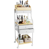 HapiRm Floor Makeup Organizer top compartments provide quick access for brushes and lipsticks.