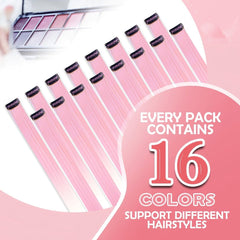 Extensiones sintéticas HappClan rosa brillante para color duradero sin dañar el cabello.