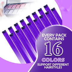 HappClan 22-inch purple extensions laid flat for dramatic color change