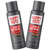 HAPPY NUTS Big Wood bottle stand captures the product for quick, refreshing showers