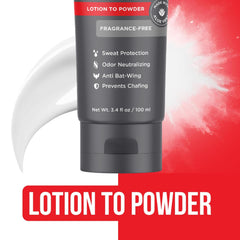 HAPPY NUTS Comfort Cream Deodorant application demonstrates lotion-to-powder feel soothing skin.