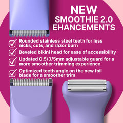 HAPPY CURVES Smoothie 2.0 Bikini Trimmer snap-on-head enables versatile grooming