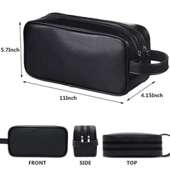 HappyDavid toiletry bag with carrying handle ready to attach to luggage.
