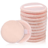 Hariendny 12-piece round velour powder pads for smooth, even makeup application.