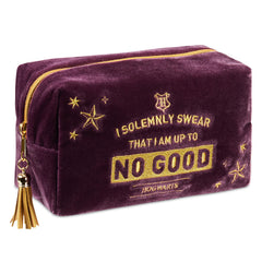 Harry Potter velvet makeup bag closeup stitching highlights premium craftsmanship for travel