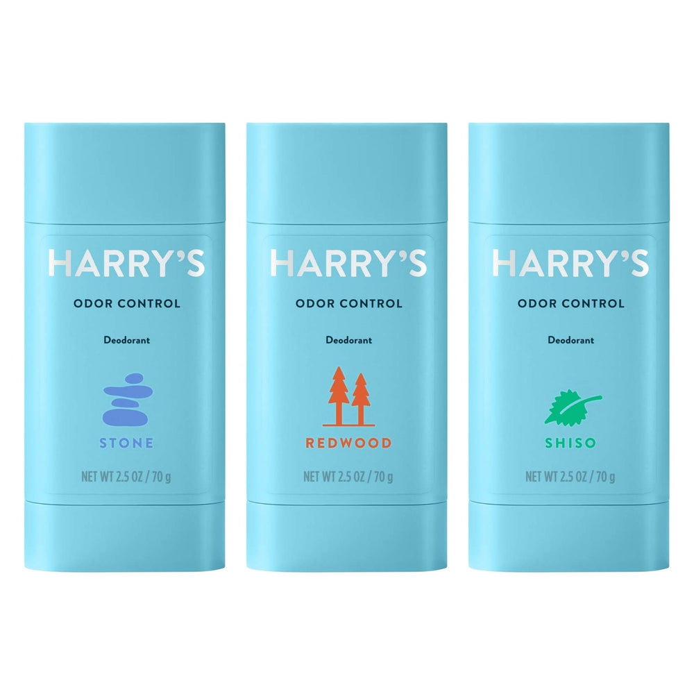 Harry's deodorant variety pack Stone image shows 2.5 oz sticks for all-day freshness.