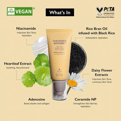 HARUHARU Wonder sunscreen application close-up demonstrates easy, even coverage across the face.