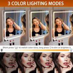 Hasipu vanity mirror touch control panel enables quick brightness and color mode adjustments.