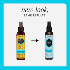 HASK Argan Oil 5-in-1 Leave-In spray shown for frizz control and shine