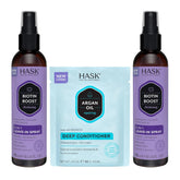 HASK Argan Oil 5-in-1 Leave-In Spray front view detangles and adds shine.