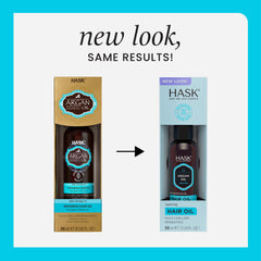 HASK Argan Repairing Hair Oil applied on wet hair leaves silky, smooth strands.