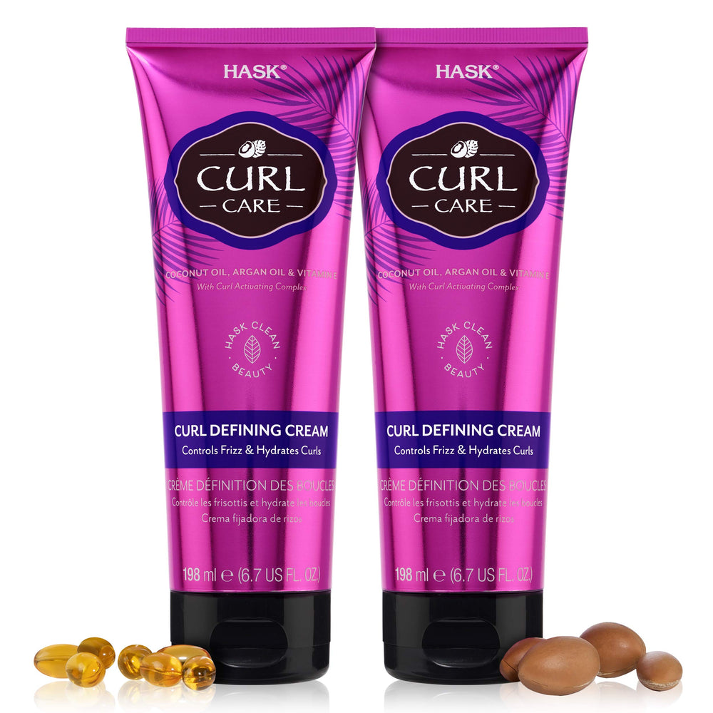 HASK Hair Cream Curl Care Bundle packshot shows vegan duo for defined curls
