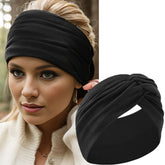 HAUHC extra-wide headbands 7in front view provide secure non-slip fit for active wear