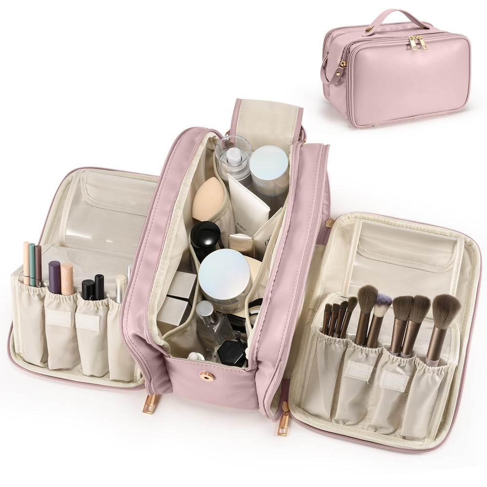 HauteHues Travel Makeup Bag large opening for quick access to cosmetics
