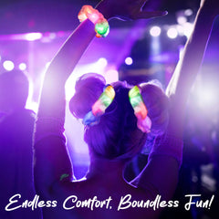 HAVLOTII light up scrunchies on model demonstrate comfortable fit with secure hold.