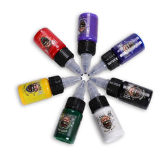HAWINK tattoo ink set bottles closeup highlighting stable pigment viscosity for smooth application