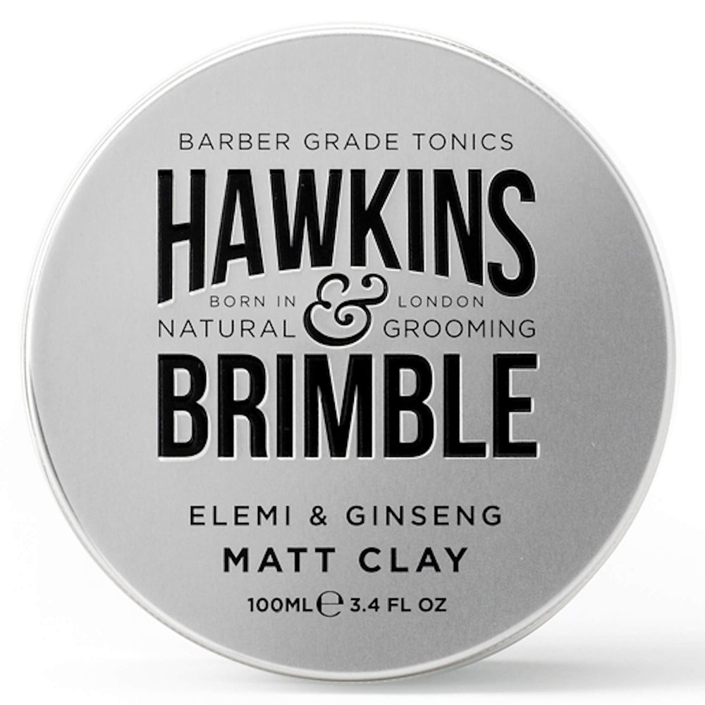 Hawkins & Brimble Matt Clay 100ml tin delivers strong hold with natural matte finish.