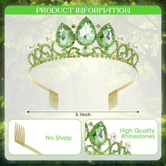Haysandy princess crown closeup showing leaf design and gems