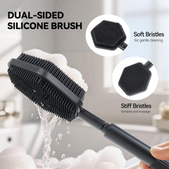HAYSNA back scrubber creates rich lather with body wash for easy cleansing.