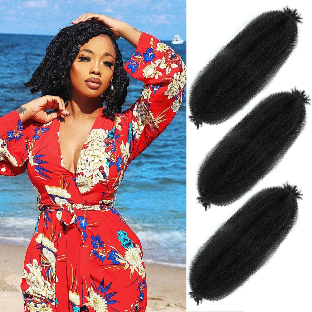 Hbegant Afro Twist Hair 16 inch bundle detail shows dense fibers for voluminous twists