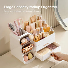 HBlife makeup organizer drawer open demonstrates easy item retrieval.