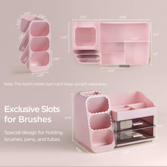 HBlife large-capacity organizer on bathroom counter keeping cosmetics and tools accessible.